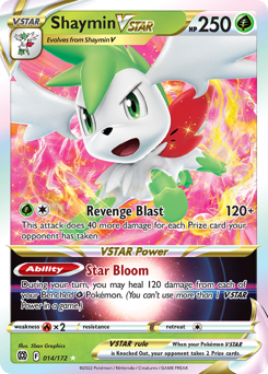 Shaymin VSTAR z edície Brilliant Stars, karta č.14