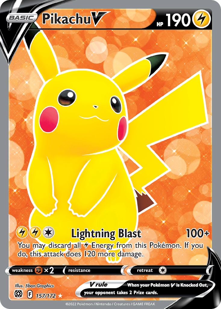 Pikachu V z edície Brilliant Stars, karta č.157