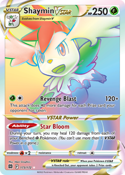 Shaymin VSTAR z edície Brilliant Stars, karta č.173