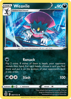 Weavile z edície Brilliant Stars, karta č.87