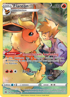 Flareon z edície Brilliant Stars Trainer Gallery, karta č.TG01