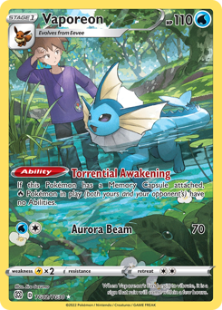 Vaporeon z edície Brilliant Stars Trainer Gallery, karta č.TG02