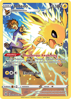 Jolteon z edície Brilliant Stars Trainer Gallery, karta č.TG04