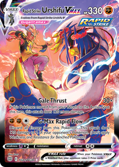 Rapid Strike Urshifu VMAX z edície Brilliant Stars Trainer Gallery, karta č.TG21