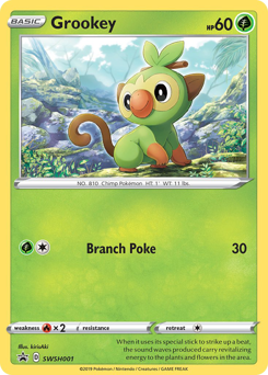 Grookey z edície SWSH Black Star Promos, karta č.SWSH001
