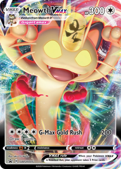 Meowth VMAX z edície SWSH Black Star Promos, karta č.SWSH005