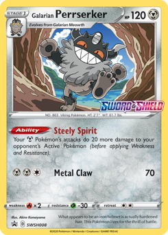 Galarian Perrserker z edície SWSH Black Star Promos, karta č.SWSH008