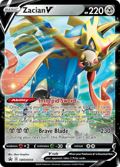 Zacian V z edície SWSH Black Star Promos, karta č.SWSH018