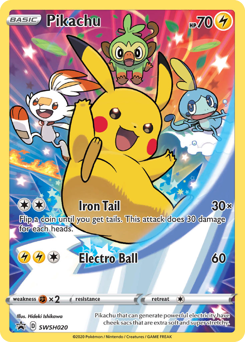 Pikachu z edície SWSH Black Star Promos, karta č.SWSH020