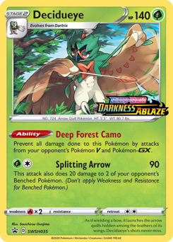Decidueye z edície SWSH Black Star Promos, karta č.SWSH035