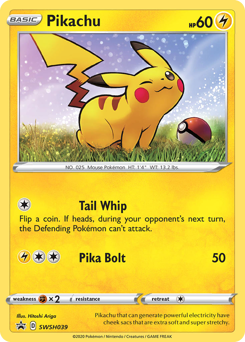 Pikachu z edície SWSH Black Star Promos, karta č.SWSH039