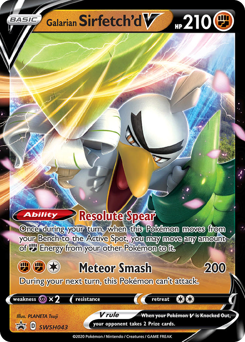 Galarian Sirfetch'd V z edície SWSH Black Star Promos, karta č.SWSH043