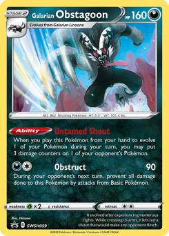 Galarian Obstagoon z edície SWSH Black Star Promos, karta č.SWSH059