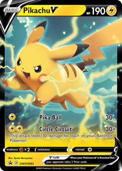 Pikachu V z edície SWSH Black Star Promos, karta č.SWSH063