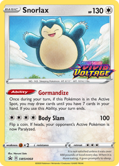 Snorlax z edície SWSH Black Star Promos, karta č.SWSH068