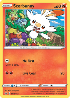 Scorbunny z edície SWSH Black Star Promos, karta č.SWSH071
