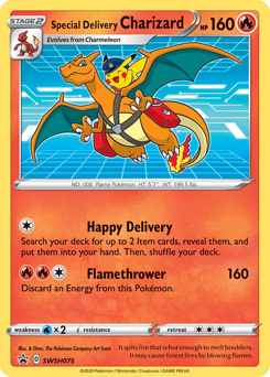 Special Delivery Charizard z edície SWSH Black Star Promos, karta č.SWSH075