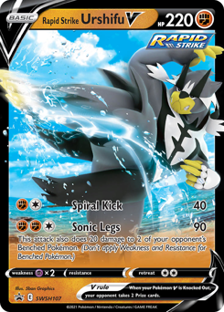 Rapid Strike Urshifu V z edície SWSH Black Star Promos, karta č.SWSH107