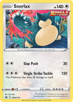 Snorlax z edície SWSH Black Star Promos, karta č.SWSH119