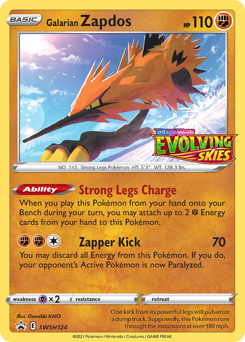 Galarian Zapdos z edície SWSH Black Star Promos, karta č.SWSH124