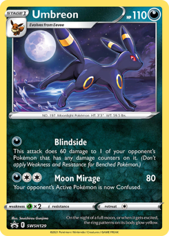 Umbreon z edície SWSH Black Star Promos, karta č.SWSH129