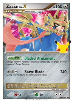 Zacian LV.X z edície SWSH Black Star Promos, karta č.SWSH135