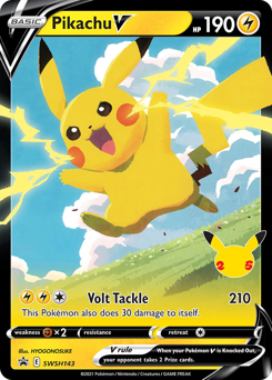 Pikachu V z edície SWSH Black Star Promos, karta č.SWSH143