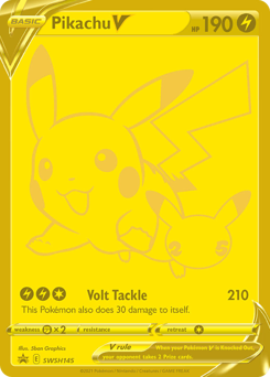 Pikachu V z edície SWSH Black Star Promos, karta č.SWSH145