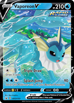 Vaporeon V z edície SWSH Black Star Promos, karta č.SWSH150
