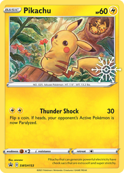 Pikachu z edície SWSH Black Star Promos, karta č.SWSH153
