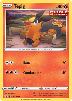 Tepig z edície SWSH Black Star Promos, karta č.SWSH172