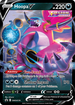 Hoopa V z edície SWSH Black Star Promos, karta č.SWSH176