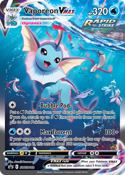 Vaporeon VMAX z edície SWSH Black Star Promos, karta č.SWSH182