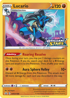 Lucario z edície SWSH Black Star Promos, karta č.SWSH186