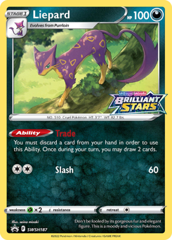 Liepard z edície SWSH Black Star Promos, karta č.SWSH187