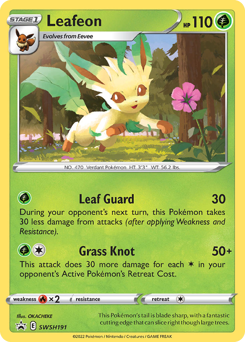 Leafeon z edície SWSH Black Star Promos, karta č.SWSH191