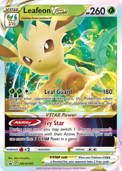 Leafeon VSTAR z edície SWSH Black Star Promos, karta č.SWSH195