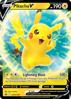 Pikachu V z edície SWSH Black Star Promos, karta č.SWSH198