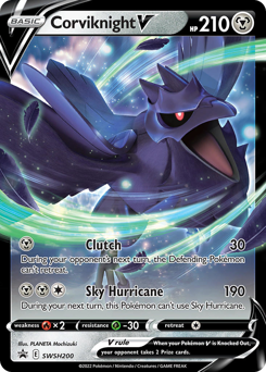 Corviknight V z edície SWSH Black Star Promos, karta č.SWSH200
