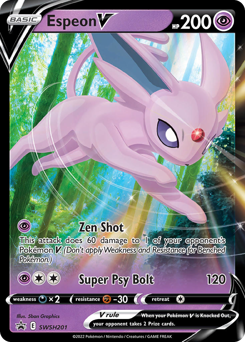 Espeon V z edície SWSH Black Star Promos, karta č.SWSH201