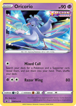 Oricorio z edície SWSH Black Star Promos, karta č.SWSH210