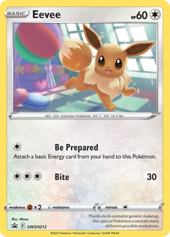 Eevee z edície SWSH Black Star Promos, karta č.SWSH212