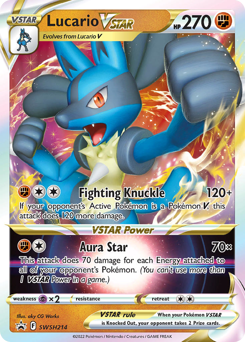 Lucario VSTAR z edície SWSH Black Star Promos, karta č.SWSH214