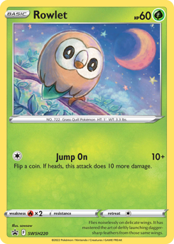 Rowlet z edície SWSH Black Star Promos, karta č.SWSH220
