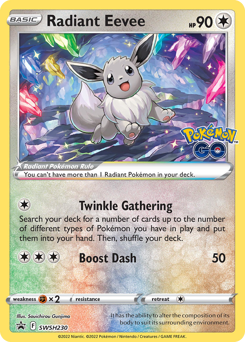 Radiant Eevee z edície SWSH Black Star Promos, karta č.SWSH230