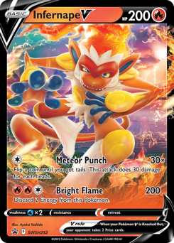 Infernape V z edície SWSH Black Star Promos, karta č.SWSH252
