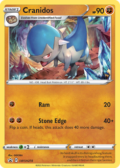 Cranidos z edície SWSH Black Star Promos, karta č.SWSH274