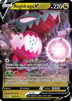 Regidrago V z edície SWSH Black Star Promos, karta č.SWSH281