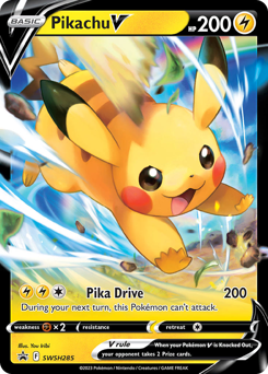 Pikachu V z edície SWSH Black Star Promos, karta č.SWSH285