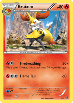 Braixen z edície Kalos Starter Set, karta č.9